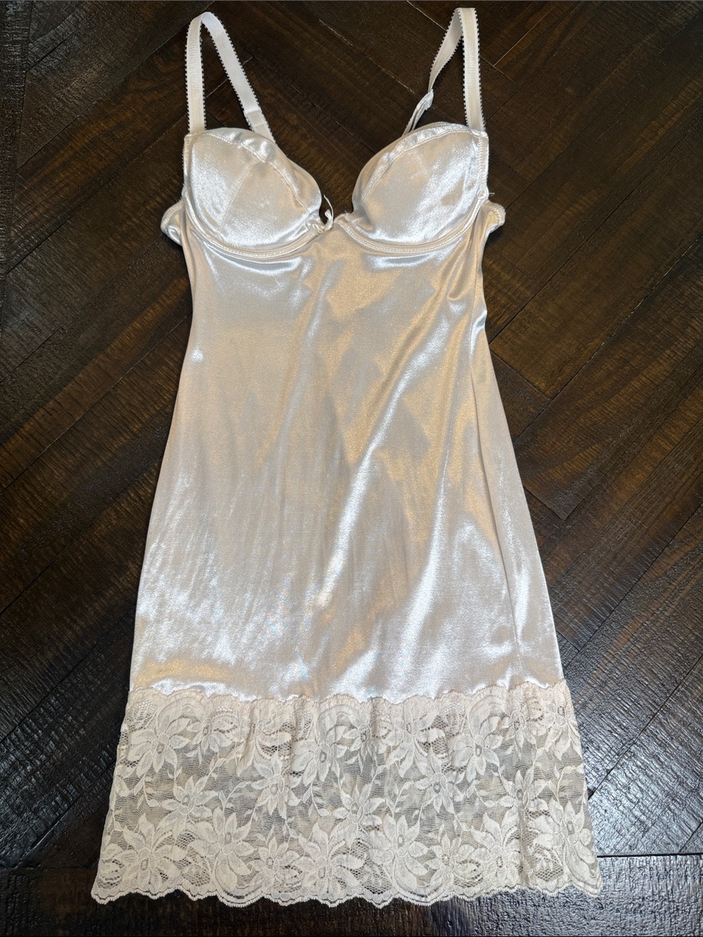 Wonderbra Y2K 36A Satin Push Up Shapewear Slip Dress Lace